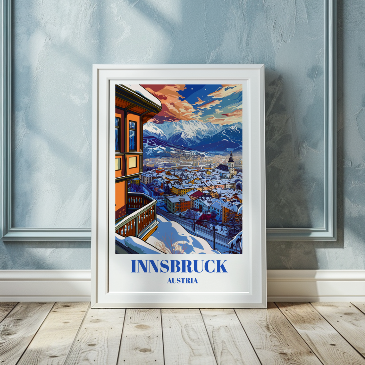 Travel Poster of Innsbruck, Austria - Alpine Charm, Old Town Architecture