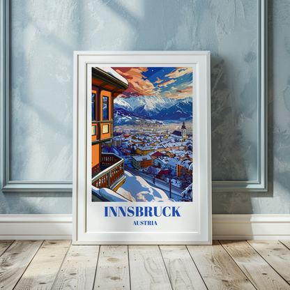 Travel Poster of Innsbruck, Austria - Alpine Charm, Old Town Architecture