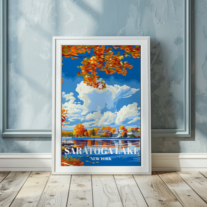 Scenic Saratoga Lake Travel Poster Print, Wall Art Decor for Home or Office