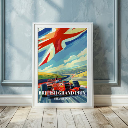 British Grand Prix Silverstone Travel Poster, F1 Racing Art, Motorsport Wall Print