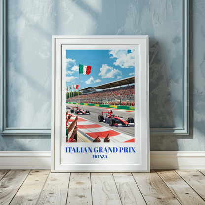 Monza Italian Grand Prix Travel Poster, Formula 1 Racing Wall Art
