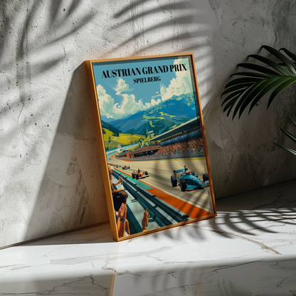 Austrian Grand Prix Spielberg Travel Poster, F1 Racing Circuit Illustration