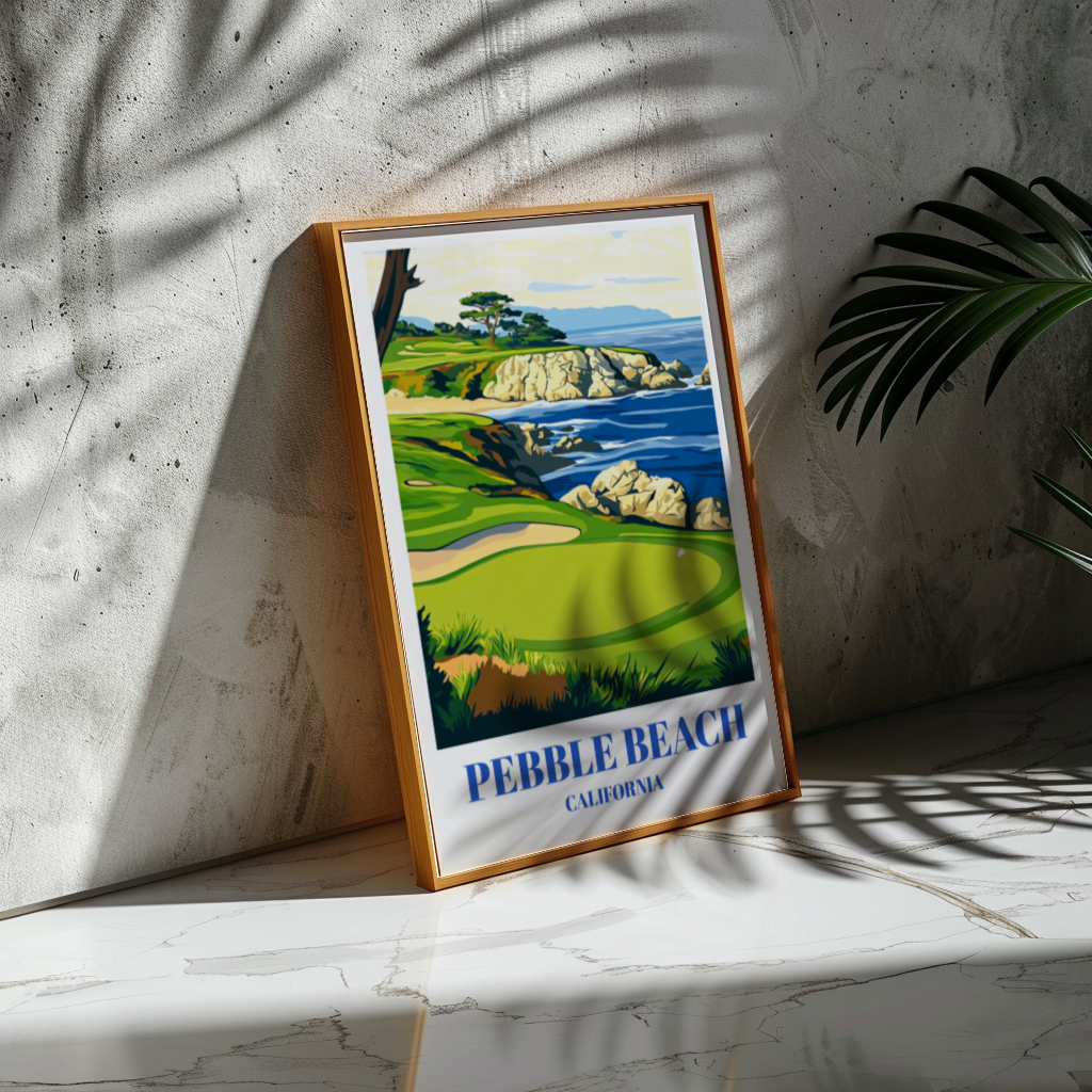 Pebble Beach Golf Course Travel Poster, Monterey California Wall Art Print