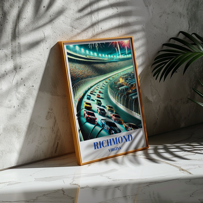 Richmond, Virginia Raceway Travel Poster, Stock Car Race Print