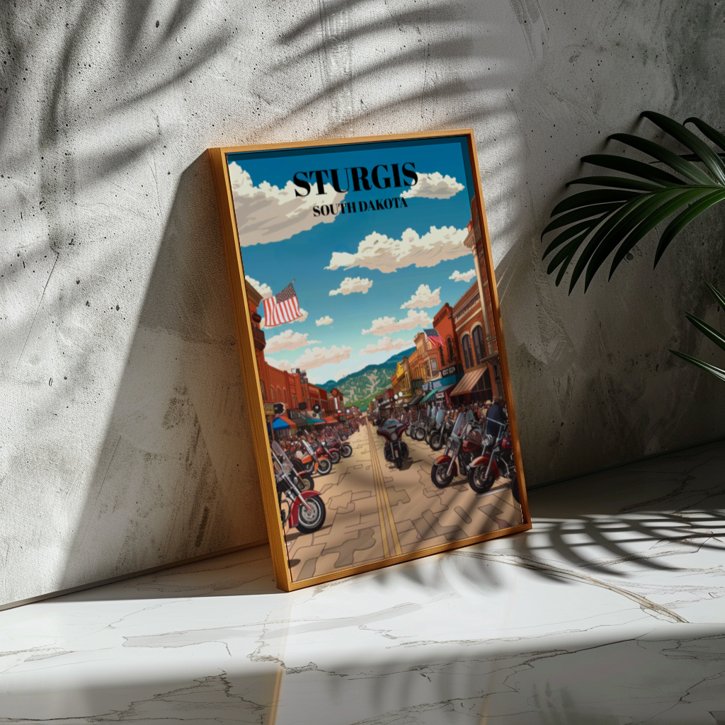 Sturgis South Dakota Bike Week Travel Poster: Motorcycle Rally Art Print