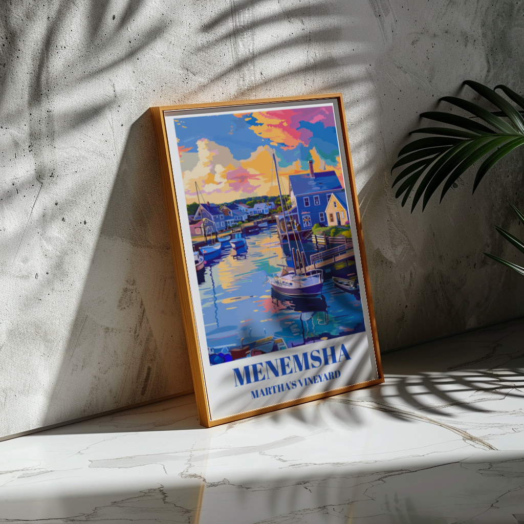 Menemsha Martha's Vineyard Travel Poster, Coastal Wall Art
