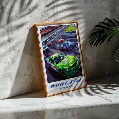 Pocono Raceway NASCAR Race Track Travel Poster,