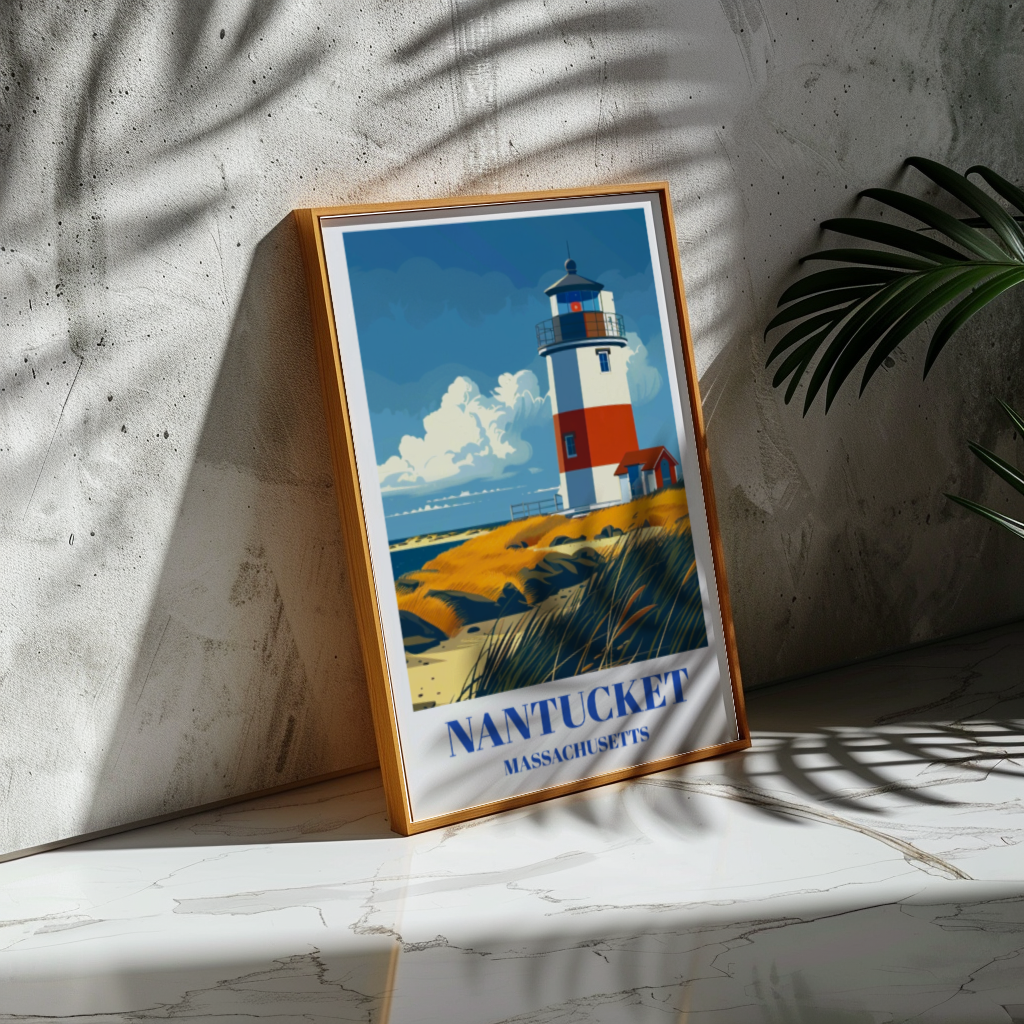 Nantucket Massachusetts Travel Poster, Island Art Print, Coastal Decor