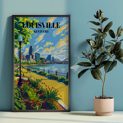Serene Waterfront Park Louisville Kentucky Travel Poster