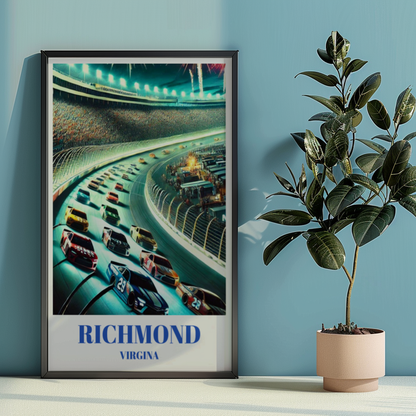 Richmond, Virginia Raceway Travel Poster, Stock Car Race Print