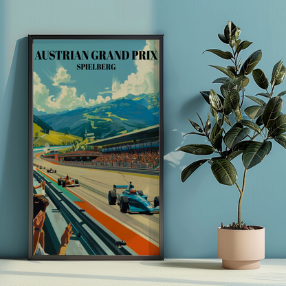 Austrian Grand Prix Spielberg Travel Poster, F1 Racing Circuit Illustration