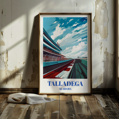 Talladega Superspeedway Travel Poster, NASCAR Racing Art Print