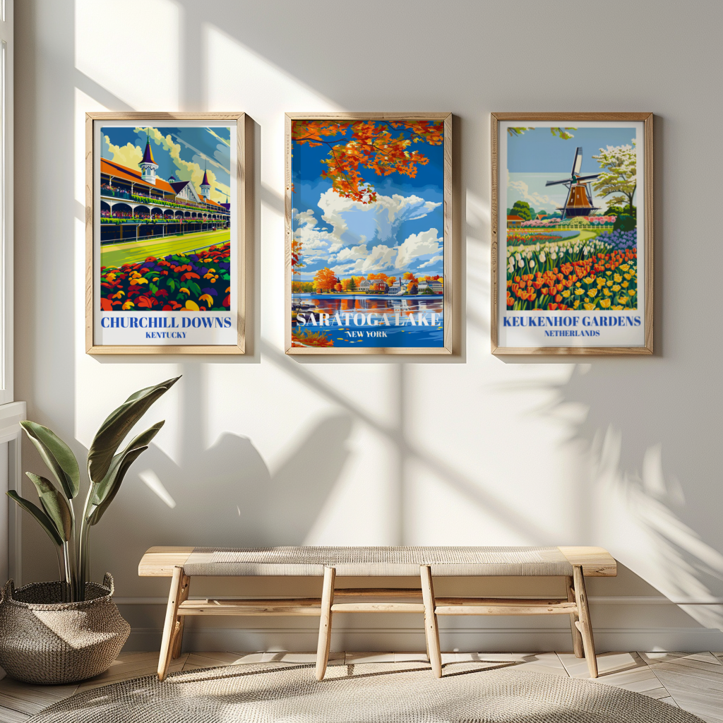 Scenic Saratoga Lake Travel Poster Print, Wall Art Decor for Home or Office