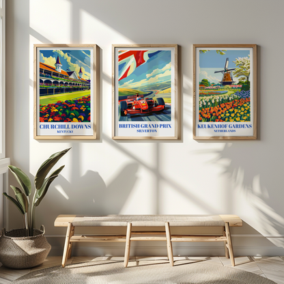 British Grand Prix Silverstone Travel Poster, F1 Racing Art Print