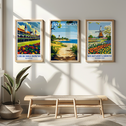 Lake Michigan Travel Poster, Great Lakes Wall Art Print, Coastal Home Decor,