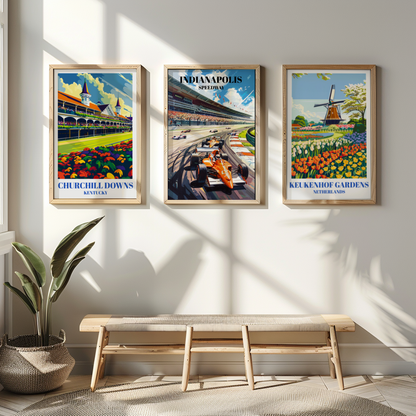 Indianapolis Speedway Racetrack Travel Poster. Indy-500 Wall Art
