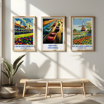 Bristol Motor Speedway Travel Poster, NASCAR Racing Art Print, Bristol, Tennessee Wall Decor,