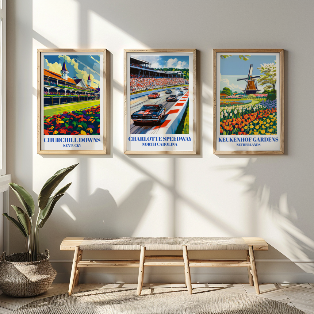 Charlotte Speedway Travel Poster. North Carolina Racing Print,
