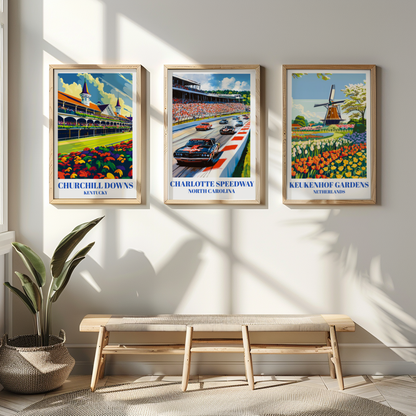 Charlotte Speedway Travel Poster. North Carolina Racing Print,