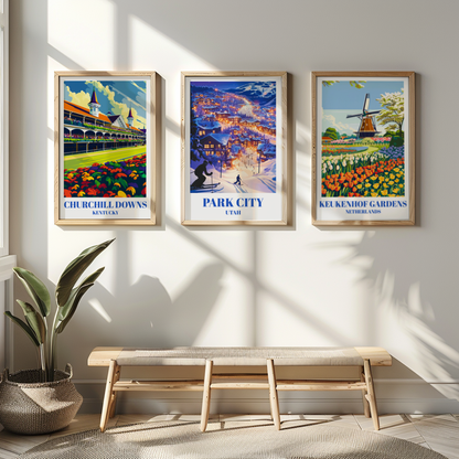 Park City Utah Travel Poster, Winter Ski Destination Wall Art Print