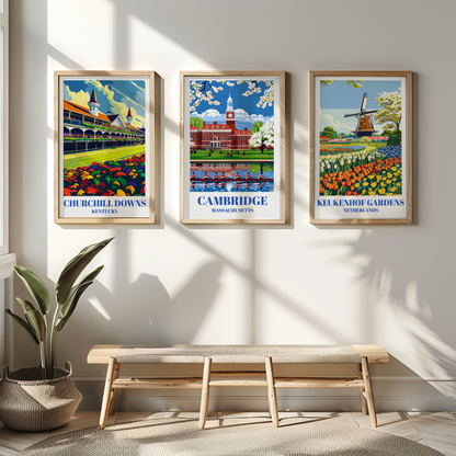 Cambridge Massachusetts Travel Poster, Historic Harvard Square Artwork
