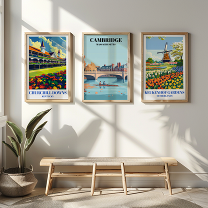 Cambridge Massachusetts Travel Poster, Harvard University Wall Art