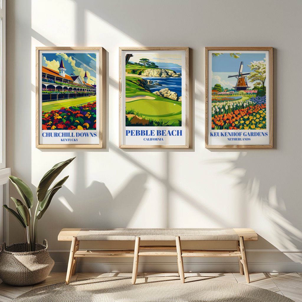 Pebble Beach Golf Course Travel Poster, Monterey California Wall Art Print