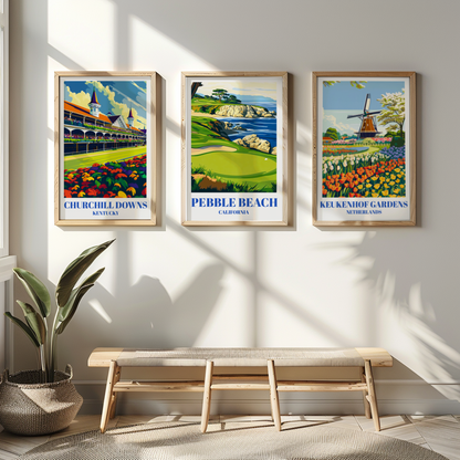 Pebble Beach Golf Course Travel Poster, Monterey California Wall Art Print