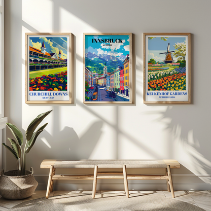 Innsbruck, Austria Travel Poster: Alpine Landscapes, Historic Architecture