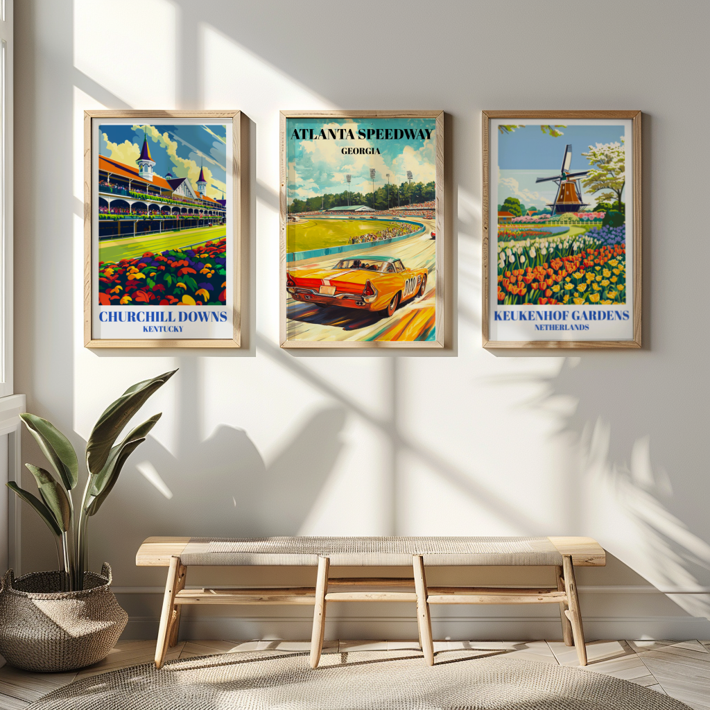 Atlanta Speedway Travel Poster, Racing Art Print, Georgia NASCAR Memorabilia
