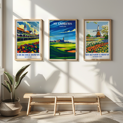 St. Andrews Links Scotland Travel Poster Print, Historic Golf Course Art Decor
