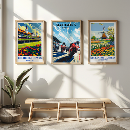 Mandalika International Circuit Travel Poster, Indonesia MotoGP Track Art,