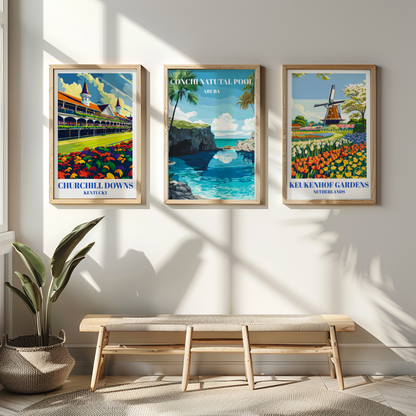Conchi Natural Pool Aruba Travel Poster, Tropical Wall Art,