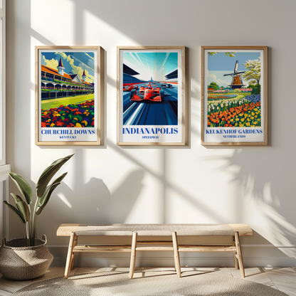 Indianapolis 500 Raceway Travel Poster, Indy Race Track Wall Art