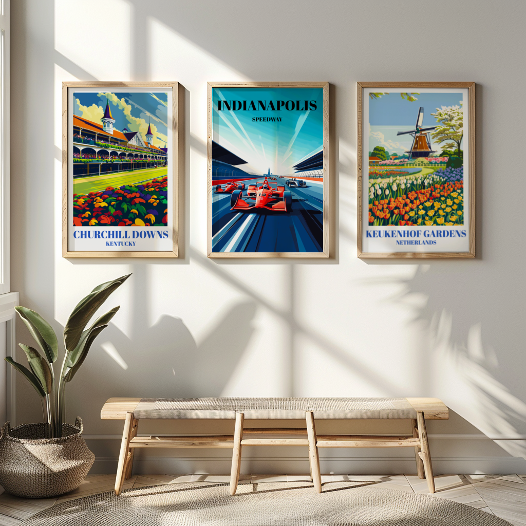 Indy-500 Travel Poster, Indianapolis Motor Raceway Wall Art