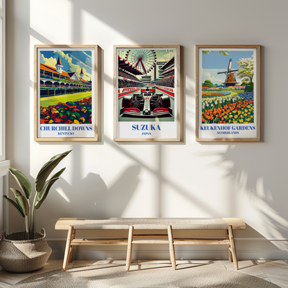 Japanese Grand Prix Travel Poster, Suzuka Circuit F1 Wall Art, Racing Decor