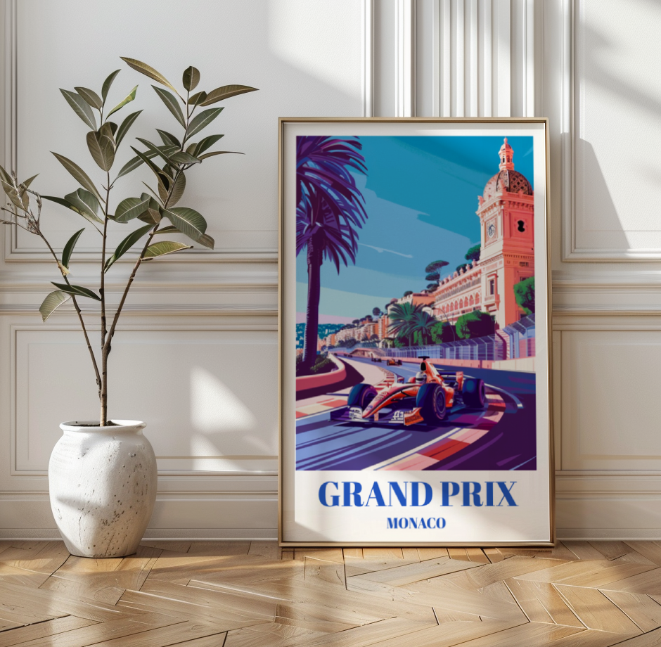 Grand Prix Monaco Travel Poster, Iconic Formula 1 Racing Art Print