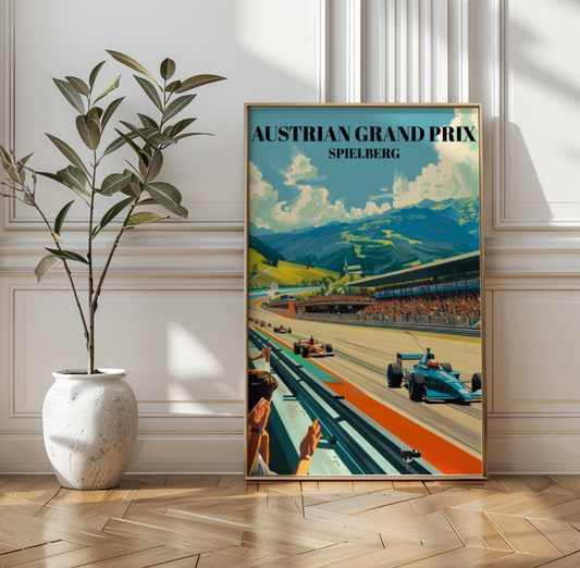 Austrian Grand Prix Spielberg Travel Poster, F1 Racing Circuit Illustration