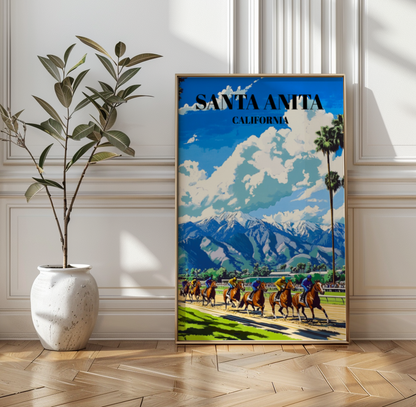 Santa Anita Park Travel Poster - Equestrian Horse Racing Art Print