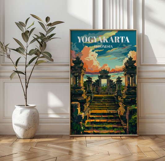 Ratu Boko Palace Indonesia Travel Poster - Explore Ancient Ruins