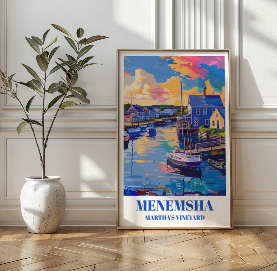 Menemsha Martha's Vineyard Travel Poster, Coastal Wall Art