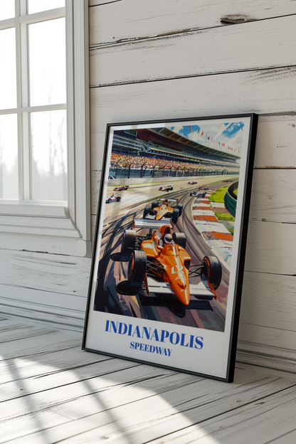 Indianapolis Racetrack Travel Poster. Indy 500 Wall Art, Indianapolis Speedway