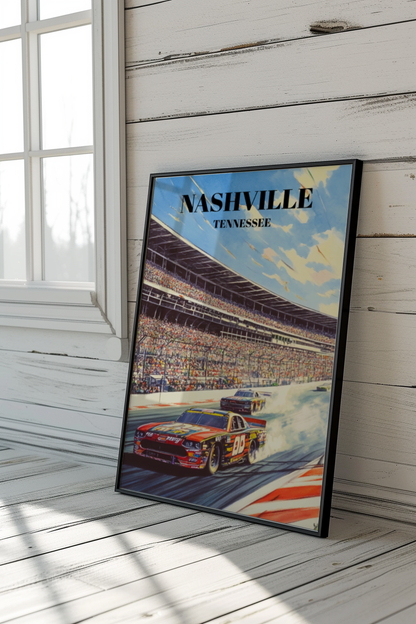 Nashville, Tennessee Superspeedway Travel Poster - Racing Wall Art, Motorsports Decor