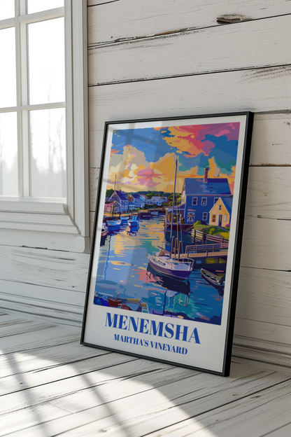 Menemsha Martha's Vineyard Travel Poster, Coastal Wall Art