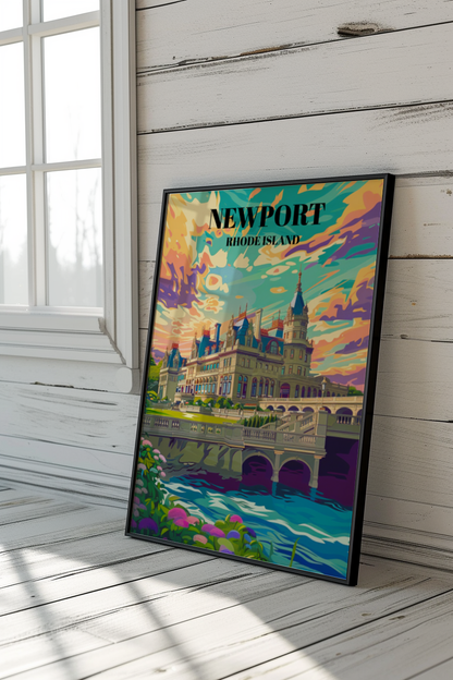 The Breakers, Newport Rhode Island Travel Poster, Gilded Age Mansion