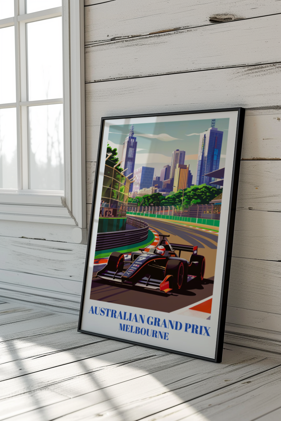 Australian Grand Prix Melbourne Travel Poster, Formula 1 Wall Art Print