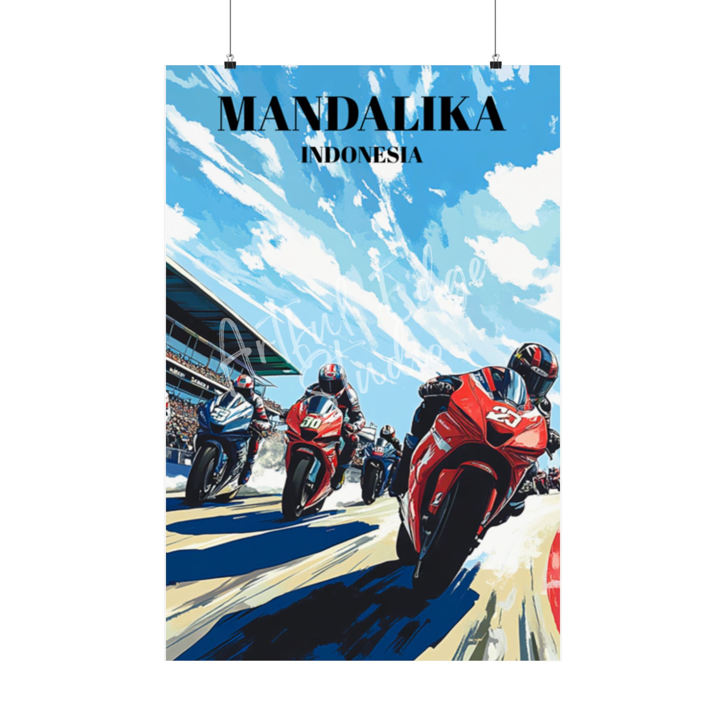 Mandalika International Circuit Travel Poster, Indonesia MotoGP Track Art,
