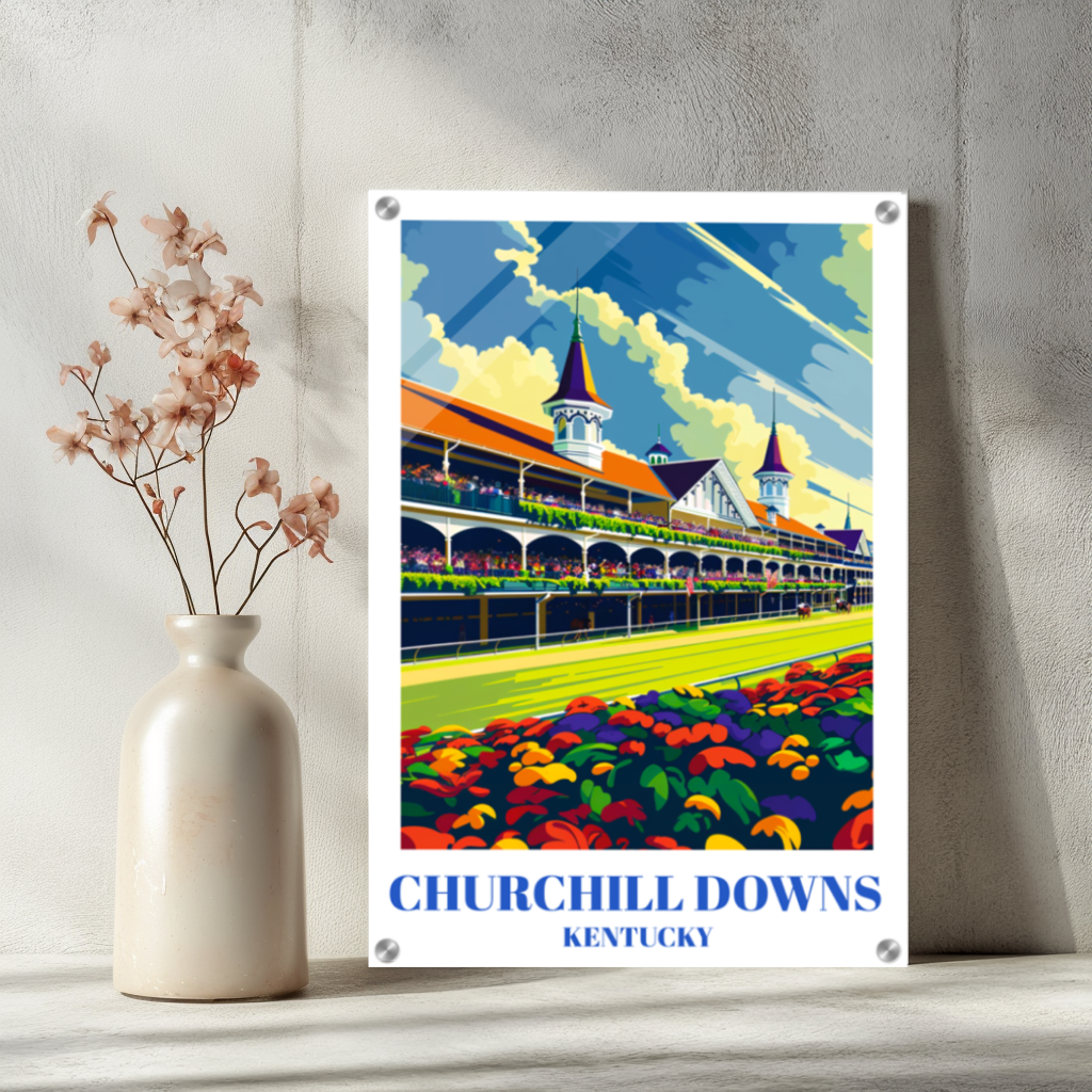 Acrylic Travel Poster of Churchill Downs, Louisville, Kentucky, Horse Racing Art