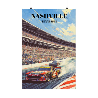Nashville, Tennessee Superspeedway Travel Poster - Racing Wall Art, Motorsports Decor