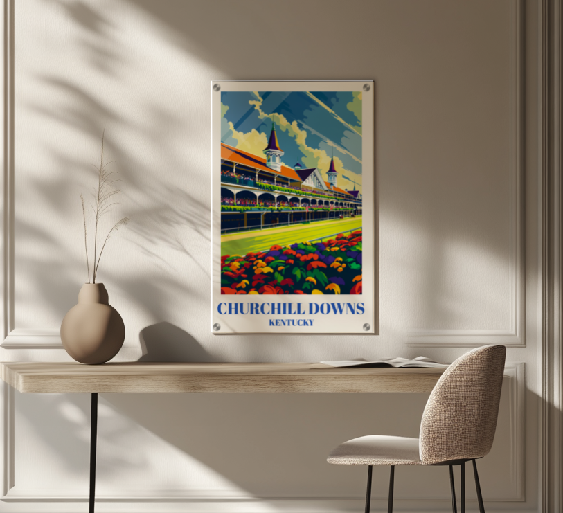 Acrylic Travel Poster of Churchill Downs, Louisville, Kentucky, Horse Racing Art